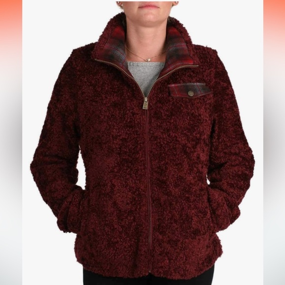 Pendleton Fuzzy Hi-Pile Fleece Full-Zip Teddy Jacket Women’s  M Maroon - Picture 1 of 10